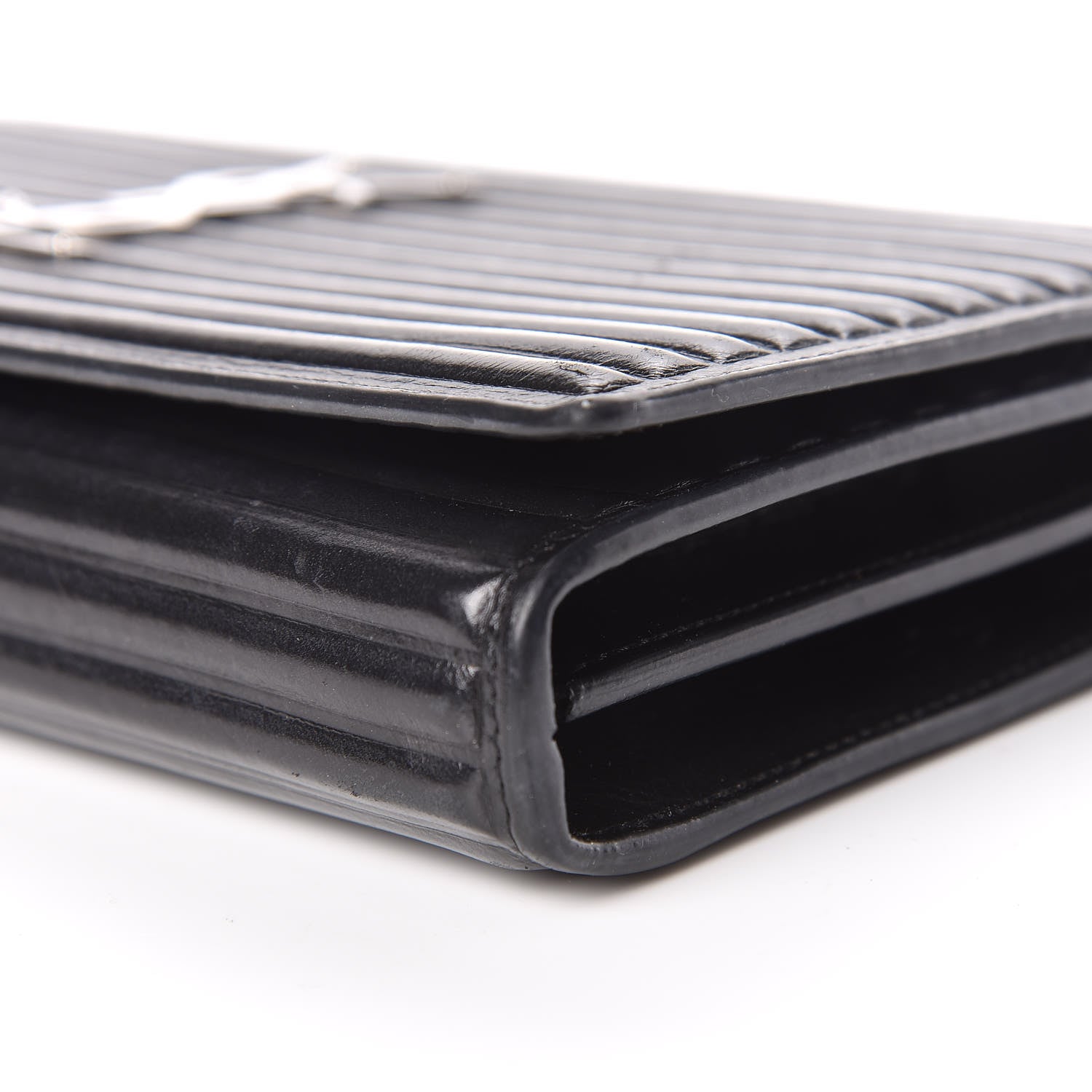 Saint Laurent Ribbed Calfskin Opium Monogram Chain Wallet Black 9 of 17