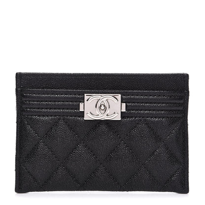 Chanel Metallic Caviar Quilted Boy Card Holder Black 1 of 9