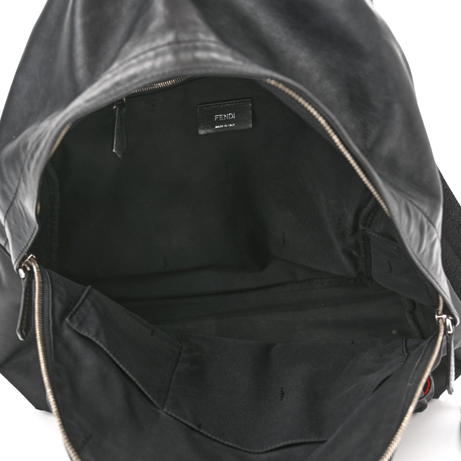 Fendi Nylon Vitello Liberty Vitello Dolce Monster Eyes Rounded Backpack Black Sunflower 5 of 15