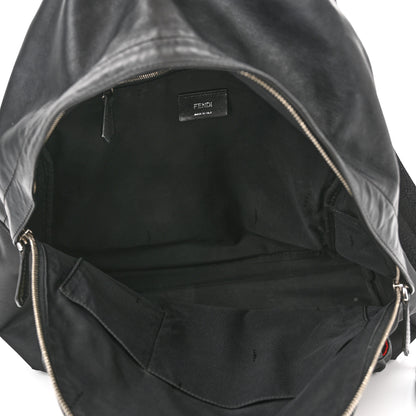Fendi Nylon Vitello Liberty Vitello Dolce Monster Eyes Rounded Backpack Black Sunflower 5 of 15
