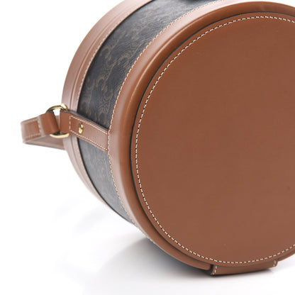 Celine Calfskin Triomphe Canvas Medium Tambour Bag Tan 8 of 10