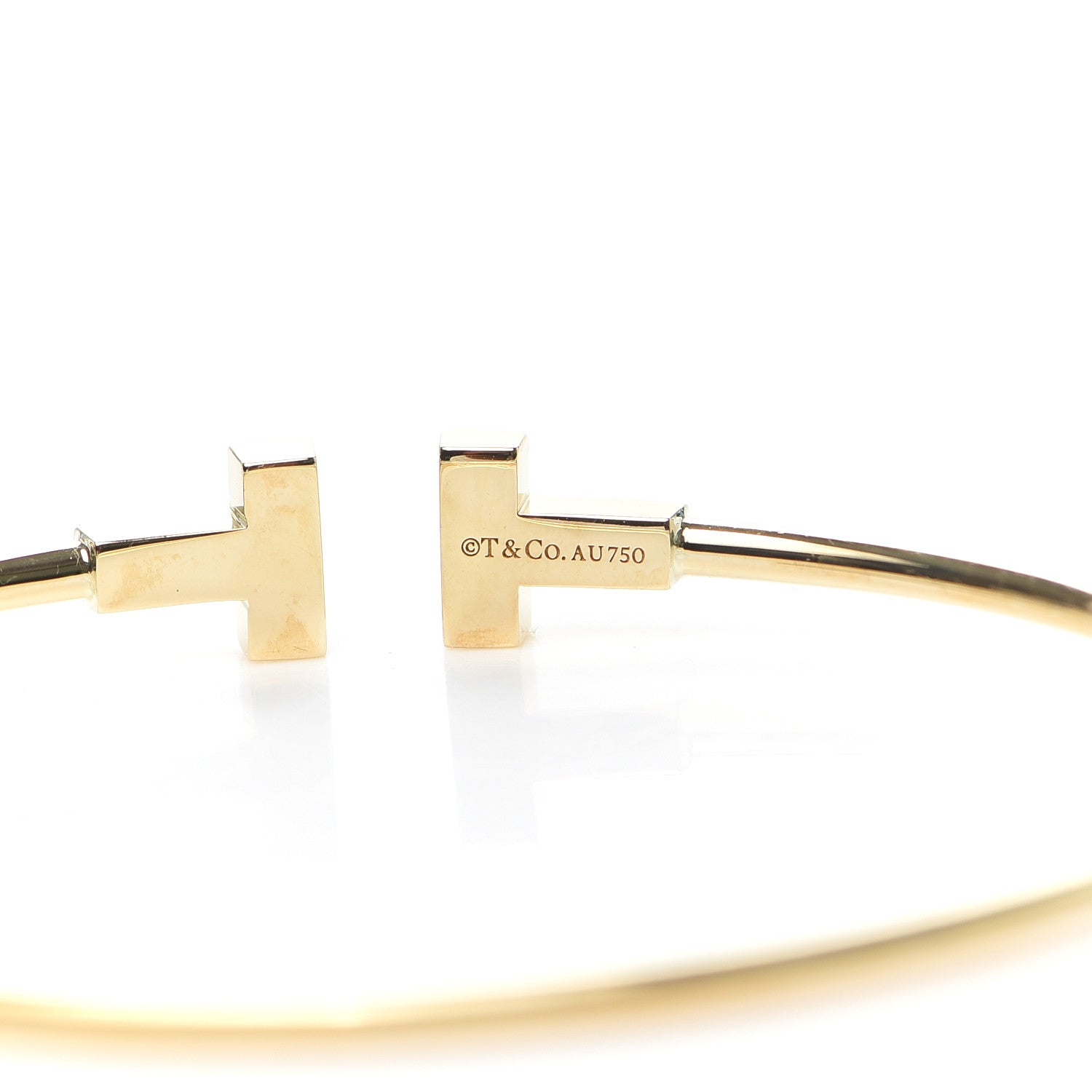 Tiffany 18K Yellow Gold Narrow T Wire Bracelet 4 of 4
