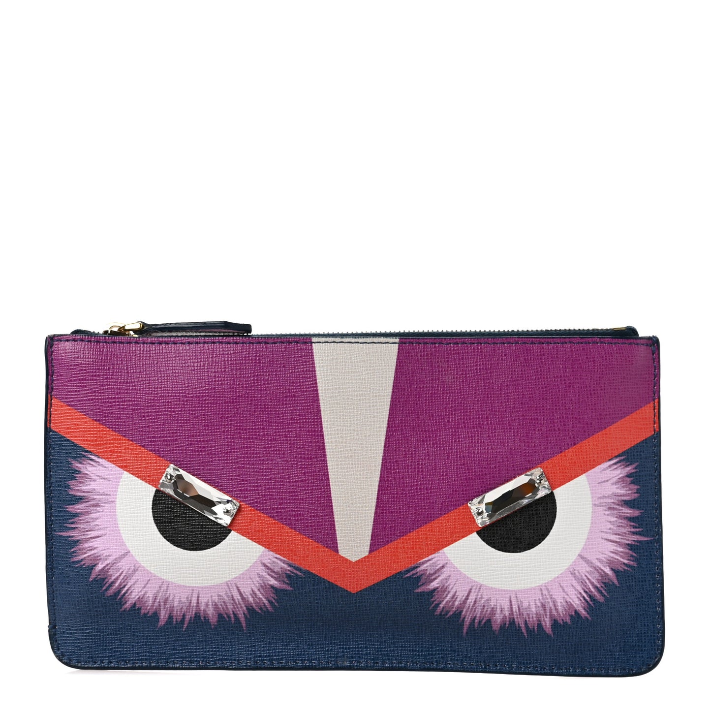 Vitello Elite Crystal Eye Monster Continental Wallet Cobalt Lavender Pink