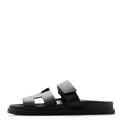 Hermes Calfskin Womens Chypre Sandals 39 Black 1 of 13