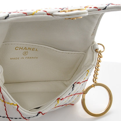 Chanel Calfskin Quilted Multicolor Stitch Key Holder Flap White 5 of 7
