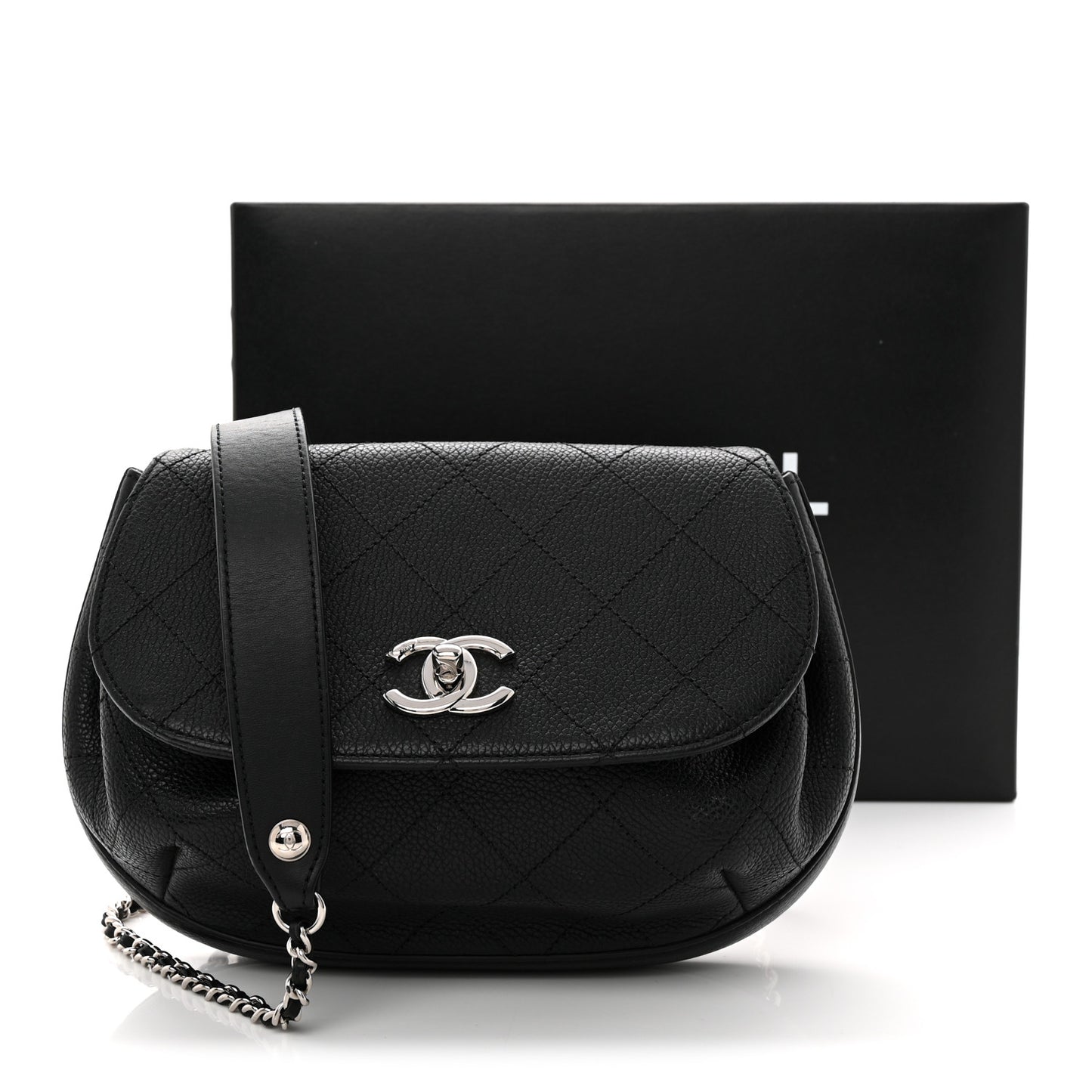 Calfskin Quilted Jungle Stroll Shoulder Bag Black