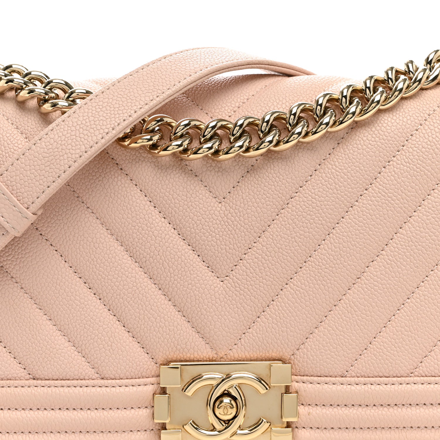 Chanel Caviar Chevron Quilted Medium Boy Flap Light Pink 8 of 10