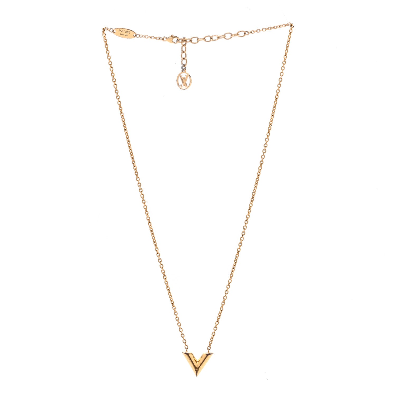 Louis Vuitton Essential V Necklace Gold 3 of 7