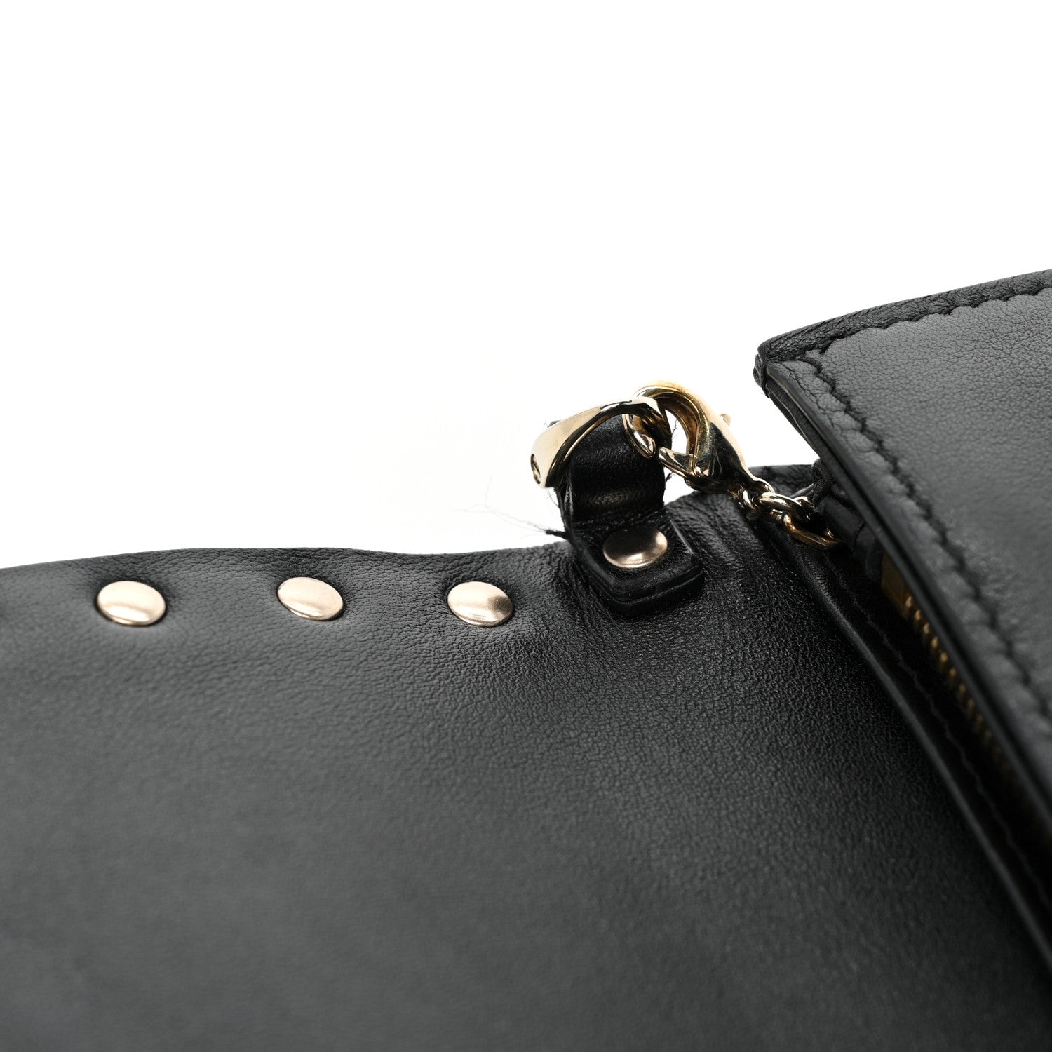 Valentino Garavani Vitello Rockstud Flap Wallet on Chain Black 26 of 27