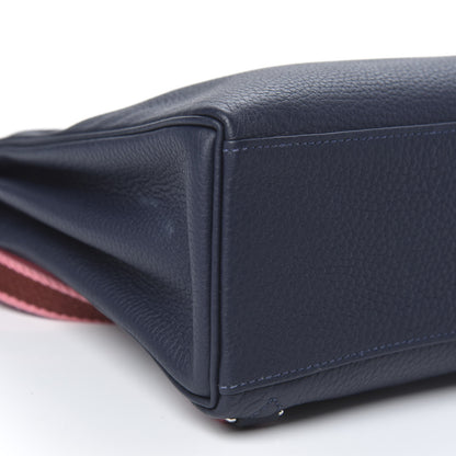 Hermes Taurillon Clemence Kelly Ado Backpack Bleu Nuit Rose D'ete Rouge H 7 of 8