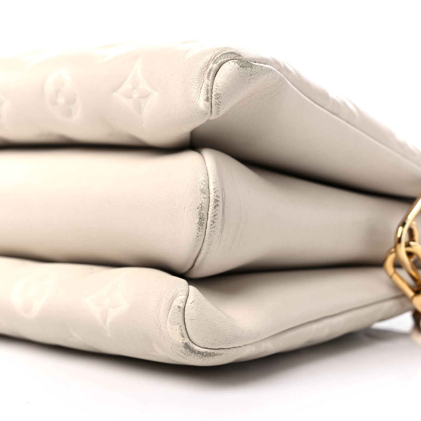 Lambskin Embossed Monogram Coussin PM Beige Cream
