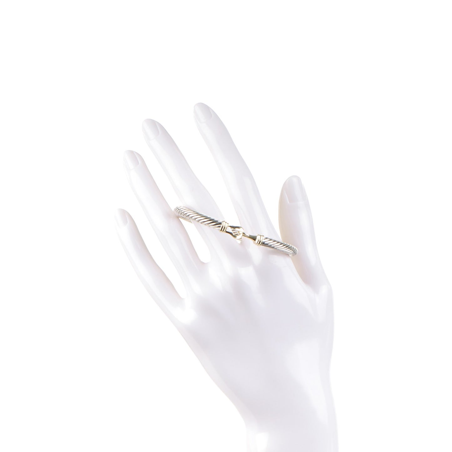 Sterling Silver 14K Yellow Gold 5mm Cable Classic Buckle Bracelet