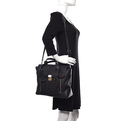 3.1 Phillip Lim 3.1 Textured Calfskin Medium Pashli Satchel Black 2 of 9