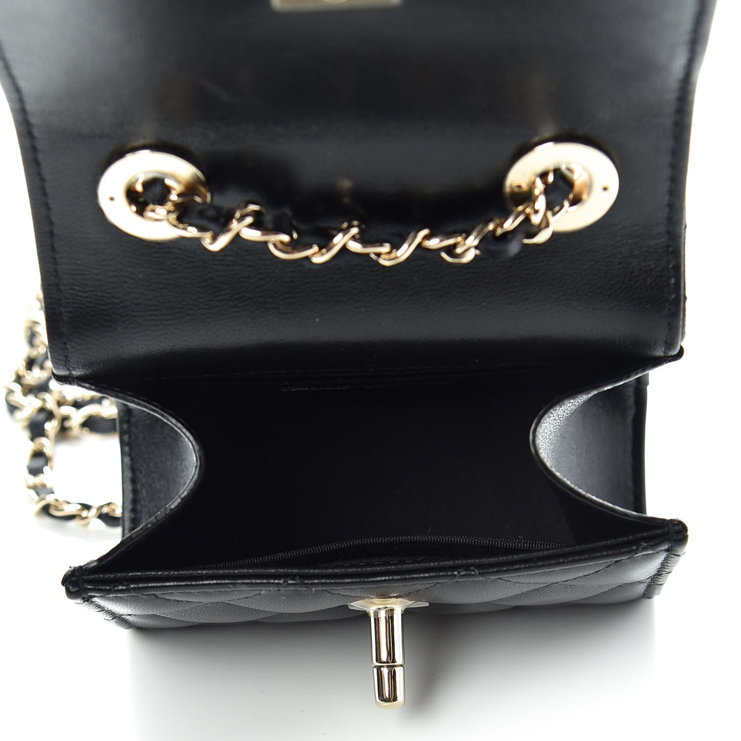 Lambskin Quilted Mini Trendy CC Chain Wallet Black