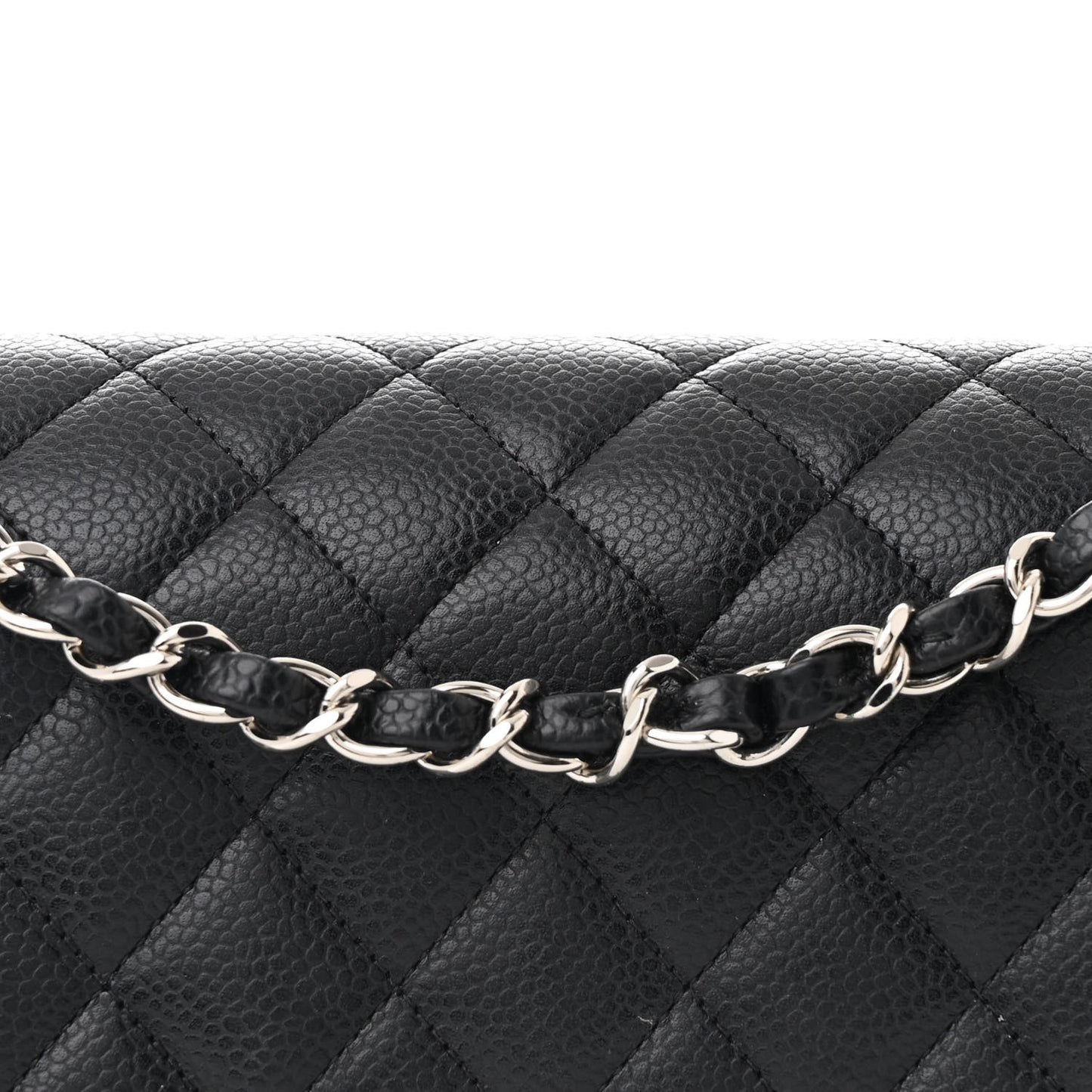 Caviar Quilted Medium Double Flap Black