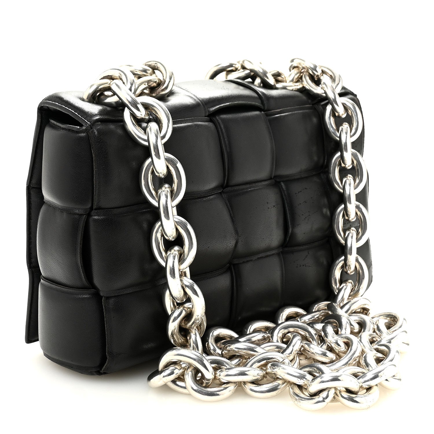 Bottega Veneta Lambskin Maxi Intreccio Padded Chain Cassette Crossbody Bag Black 3 of 9