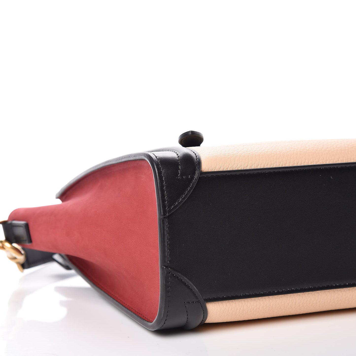 Drummed Calfskin Nubuck Nano Tri-Color Luggage Ruby