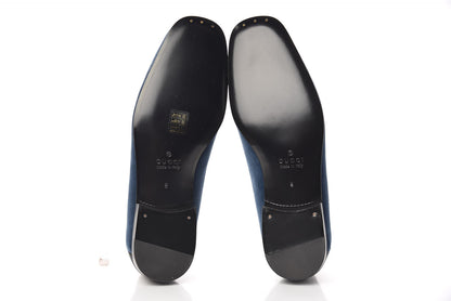 Gucci Velvet Mens Loafers 8 Blue 7 of 10