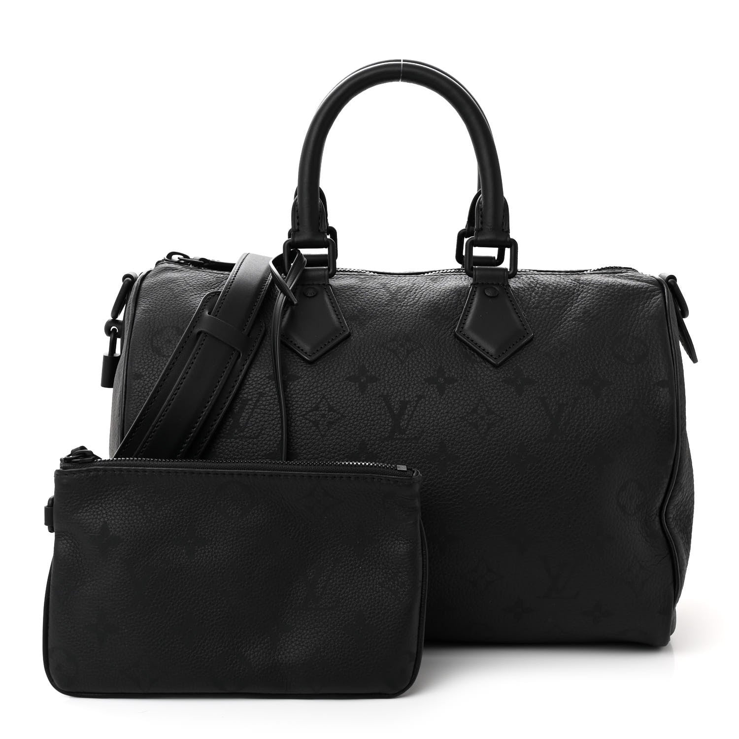 Louis Vuitton Calfskin Monogram Speedy P9 Bandouliere 30 Ultra Black 3 of 11