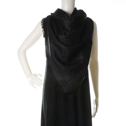 Louis Vuitton Silk Wool Monogram Shawl Black 2 of 5
