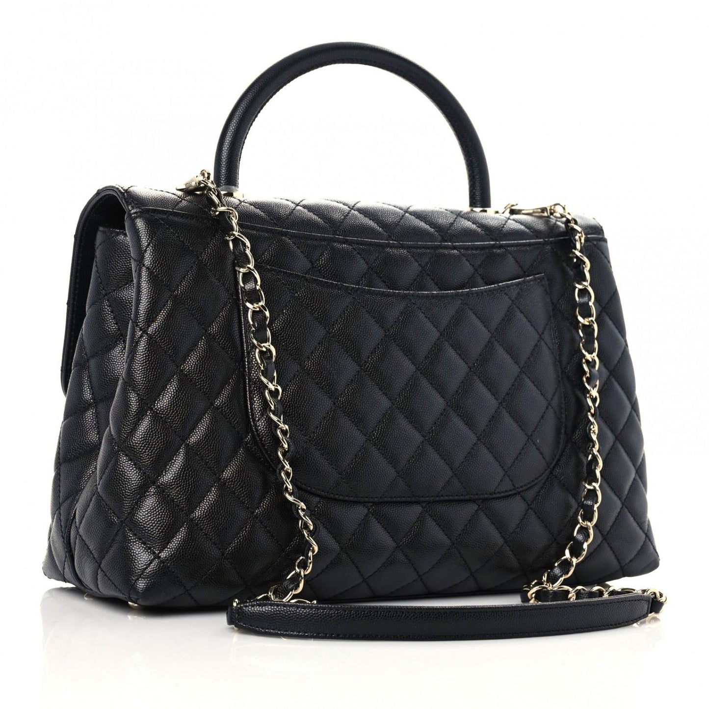 Caviar Quilted Medium Coco Handle Flap Black