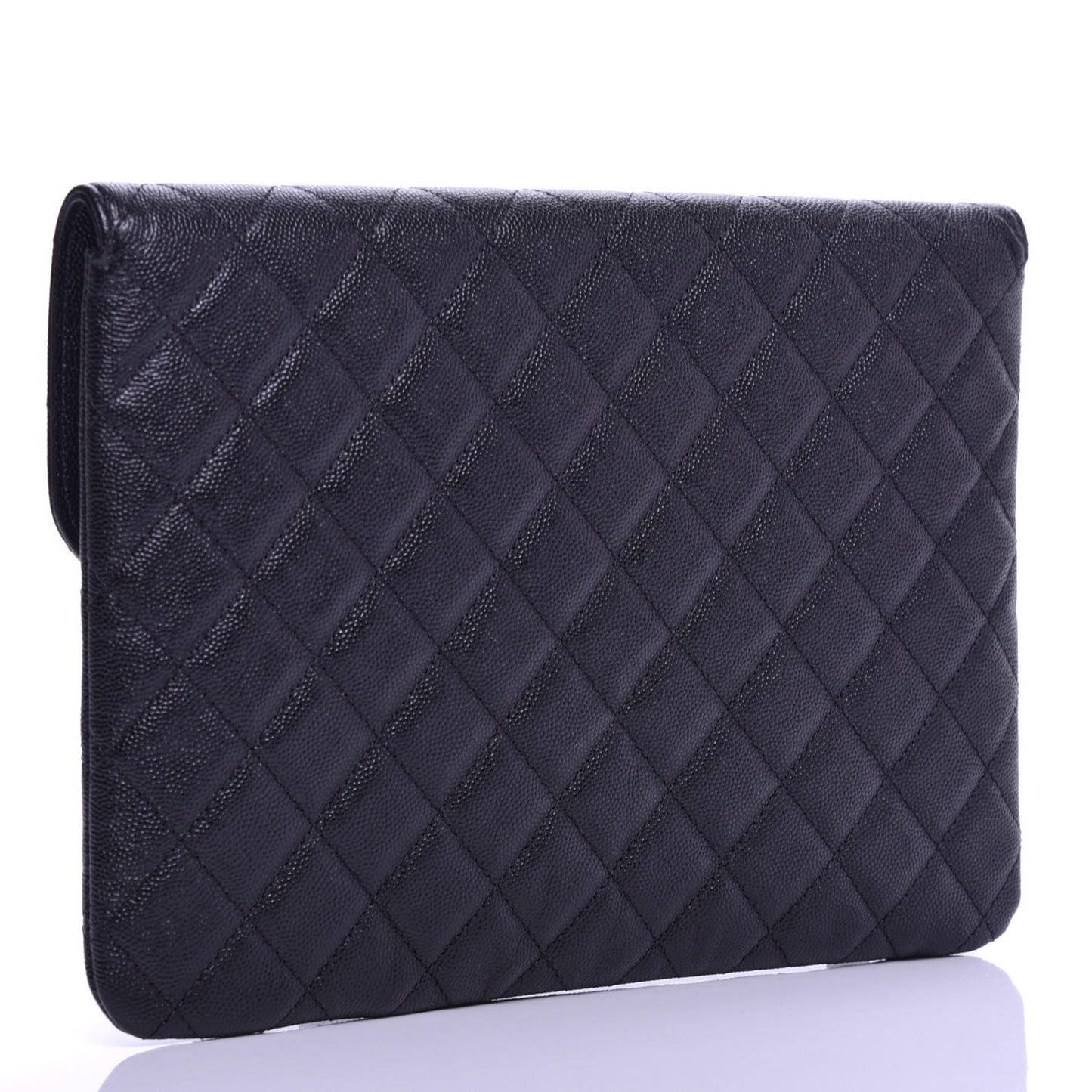 Caviar Quilted Medium Golden Class Pouch Black