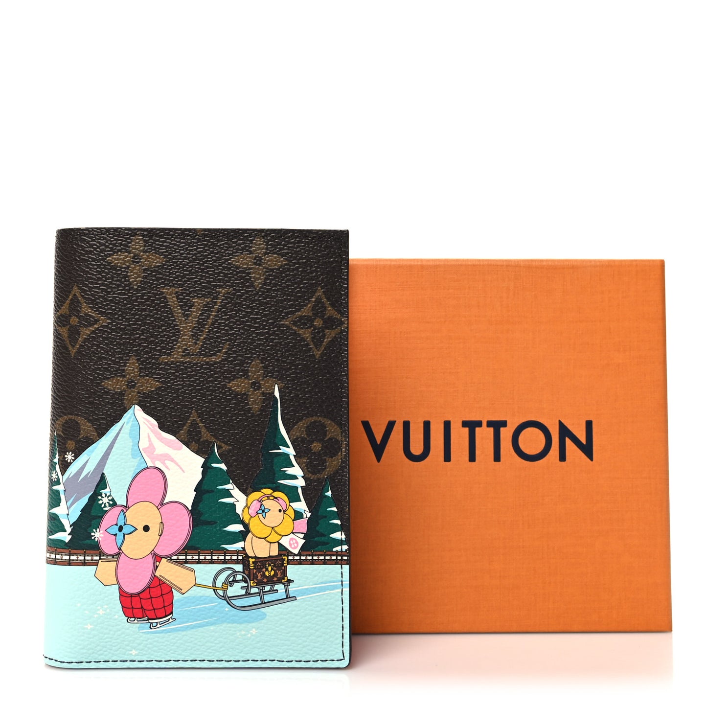 LOUIS VUITTON Monogram 2023 Christmas Animation Alpine Passport Cover Pink
