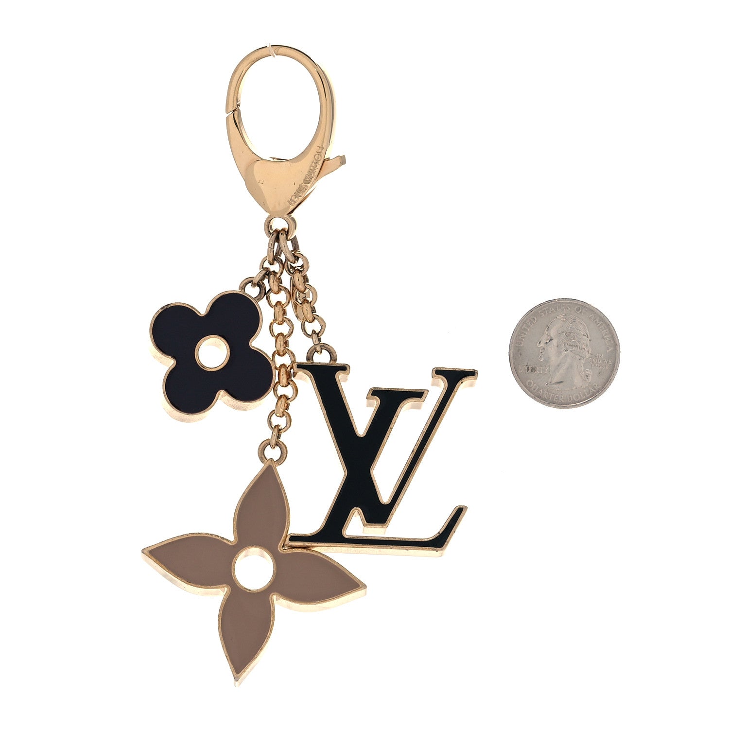 Louis Vuitton Metal Enamel Fleur De Monogram Bag Charm Dore 2 of 4