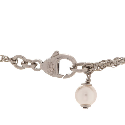 Chanel Crystal Pearl CC Pendant Necklace Silver 5 of 6