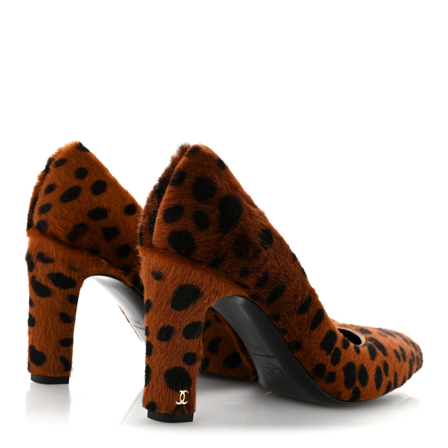 Pony Hair Lambskin Pumps 38 Brown Black