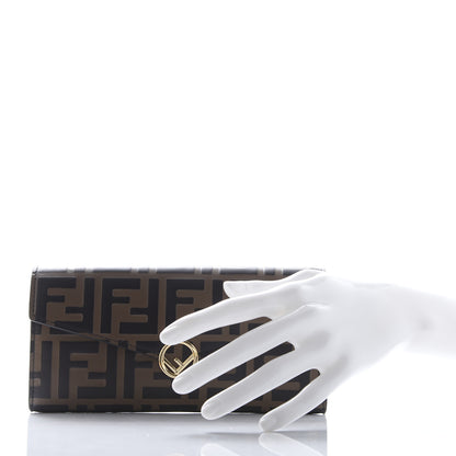Fendi Vitello Soft F is Fendi Bi-Color FF 1974 Embossed Continental Envelope Wallet Maya Black 2 of 11