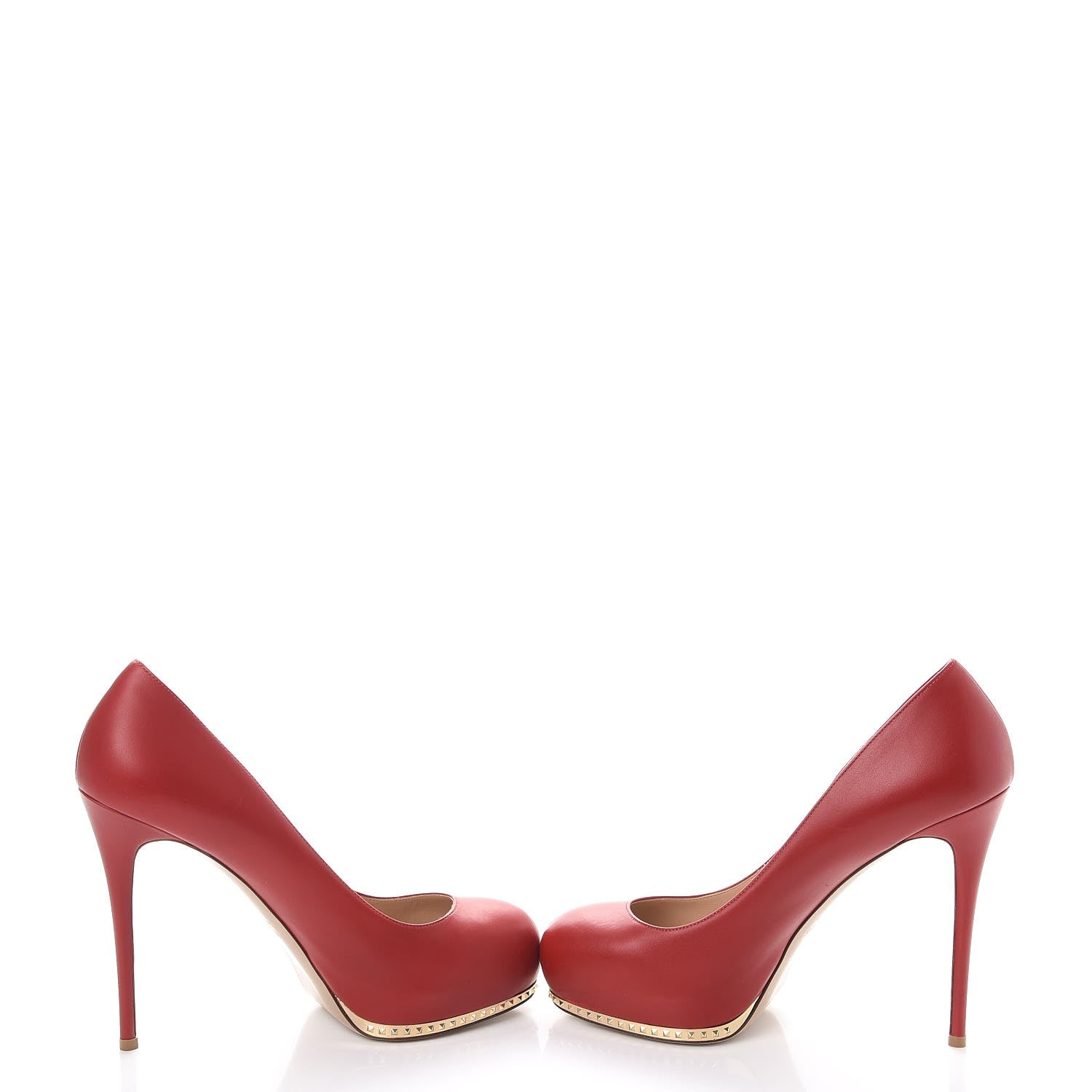 Valentino Garavani Calfskin Rockstud Platform Pumps 39 Red 5 of 12