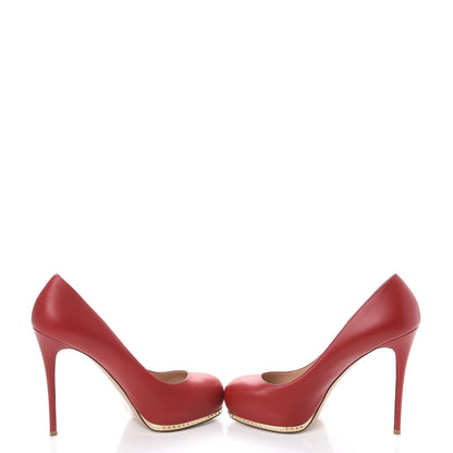 Valentino Garavani Calfskin Rockstud Platform Pumps 39 Red 5 of 12