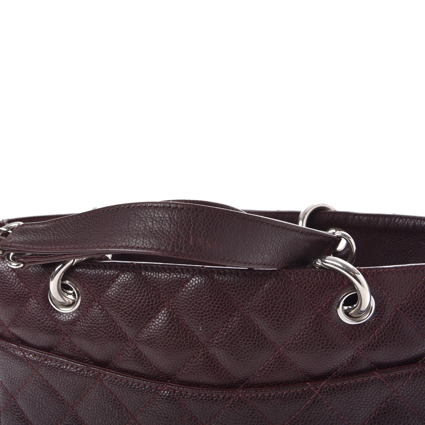 Caviar Quilted Grand Shopping Tote GST Dark Burgundy