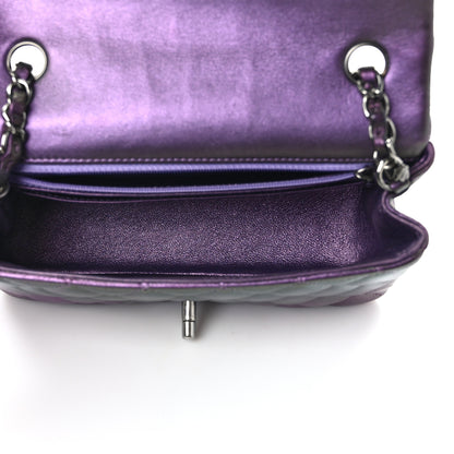 Chanel Iridescent Lambskin Quilted Mini Rectangular Flap Dark Purple 5 of 14