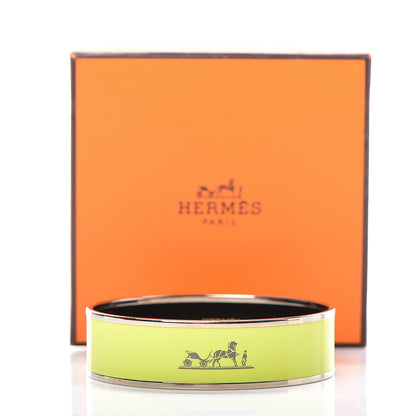 Hermes Enamel Wide Caleche Bracelet 70 Lime 4 of 4