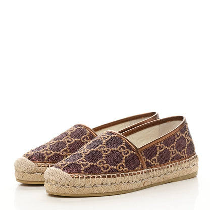Gucci Lame Nappa GG Monogram Espadrilles 36 Brown Beige Light Bronze 3 of 11