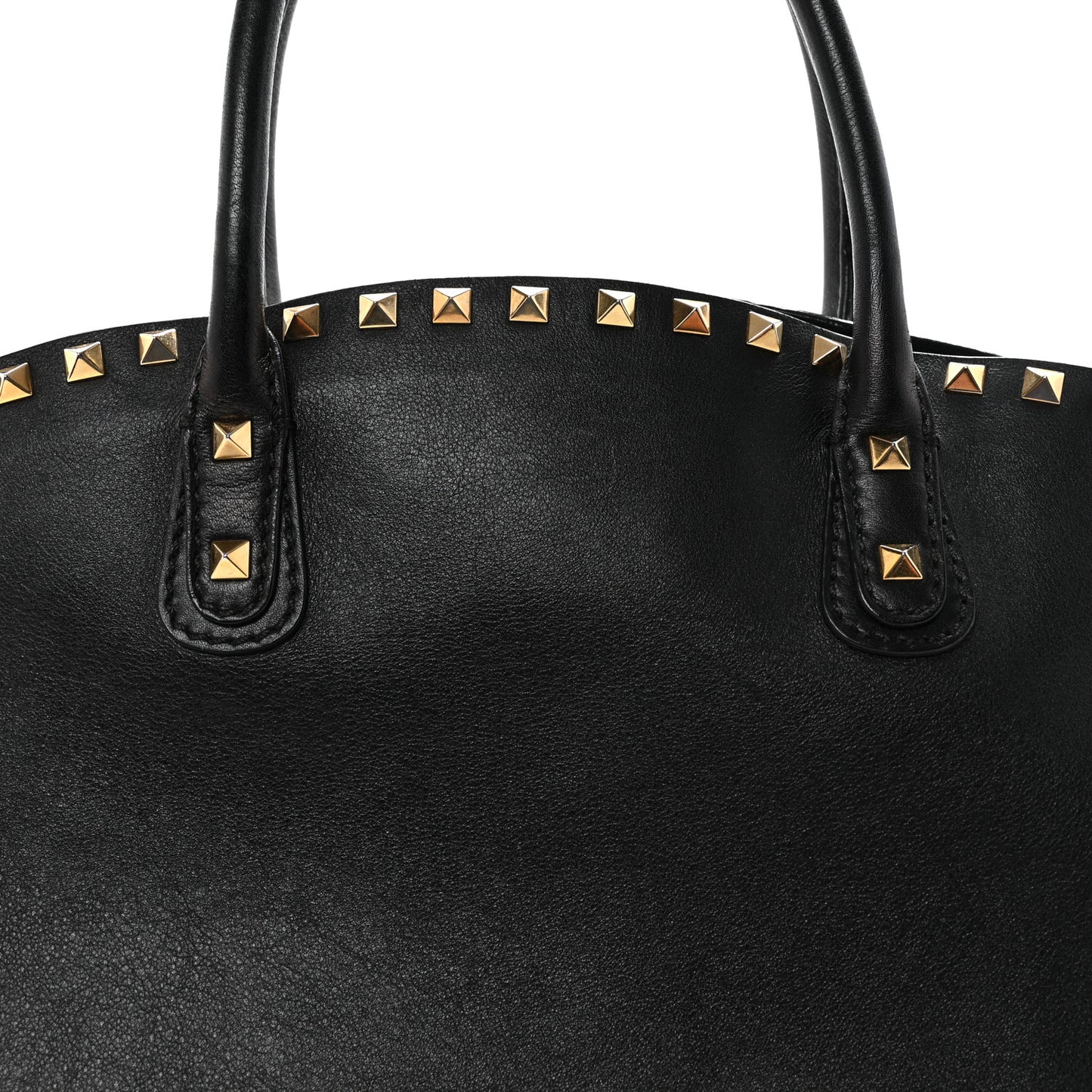 Vitello Rockstud Dome Shopper Black