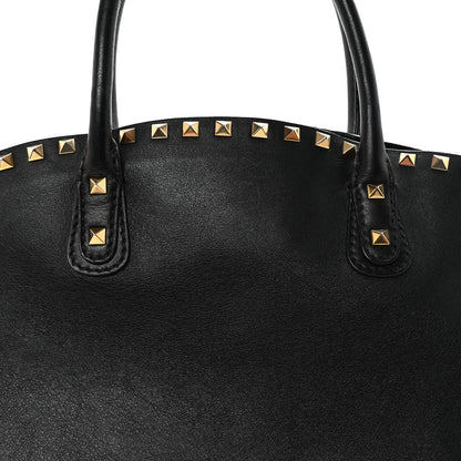 Valentino Garavani Vitello Rockstud Dome Shopper Black 7 of 9