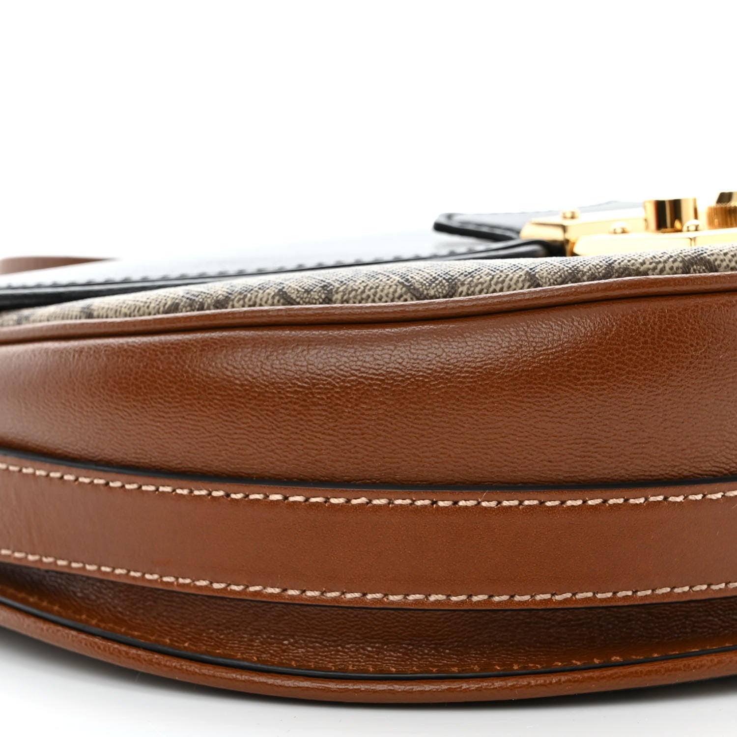 Gucci GG Supreme Monogram Calfskin Small Padlock Messenger Shoulder Bag Beige Black Cuir 9 of 11