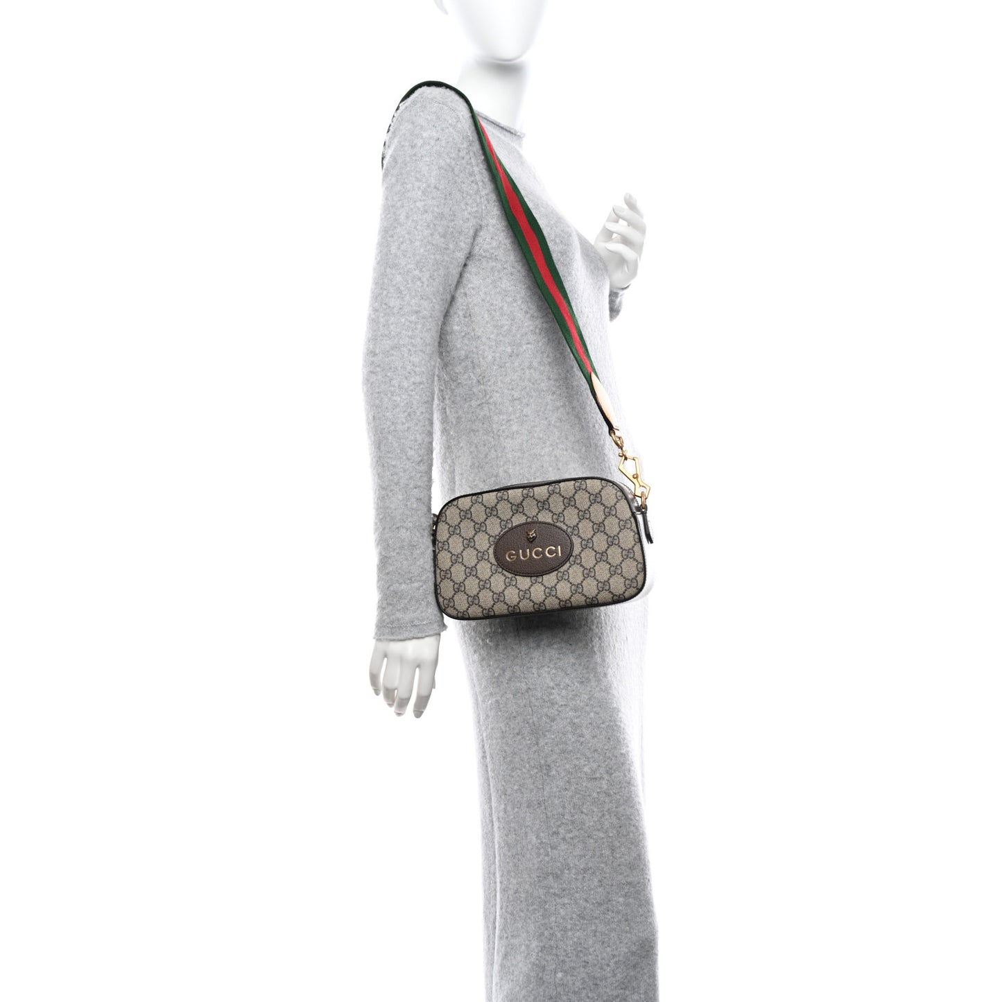 GG Supreme Monogram Web Neo Vintage Shoulder Bag Beige New Acero Crop