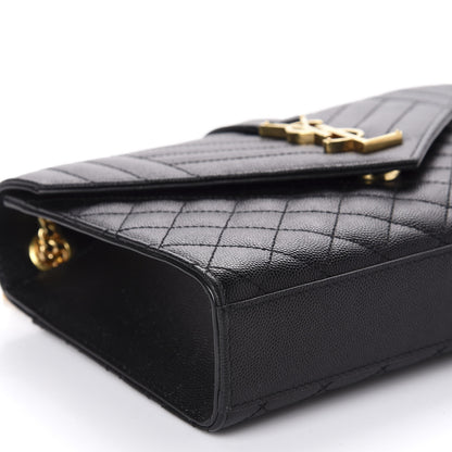 Saint Laurent Grain De Poudre Textured Mixed Matelasse Triquilt Medium Monogram Satchel Black 6 of 11