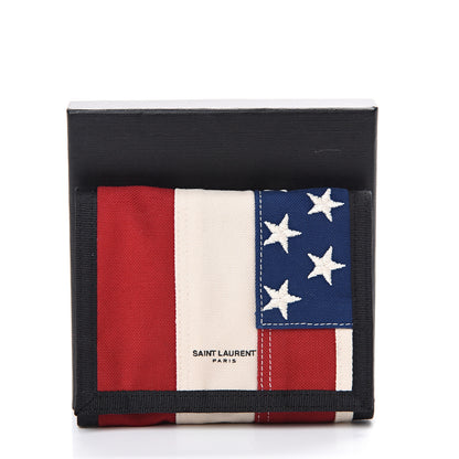 Saint Laurent Canvas American Flag Print Buffalo Compact Wallet 6 of 6