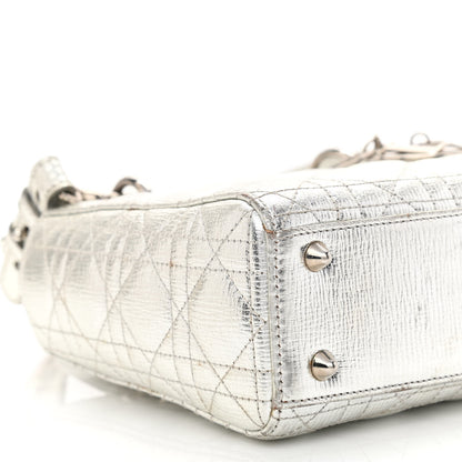 Christian Dior Metallic Grained Calfskin Cannage Small Lucky Badges My Lady Dior Silver 9 of 17
