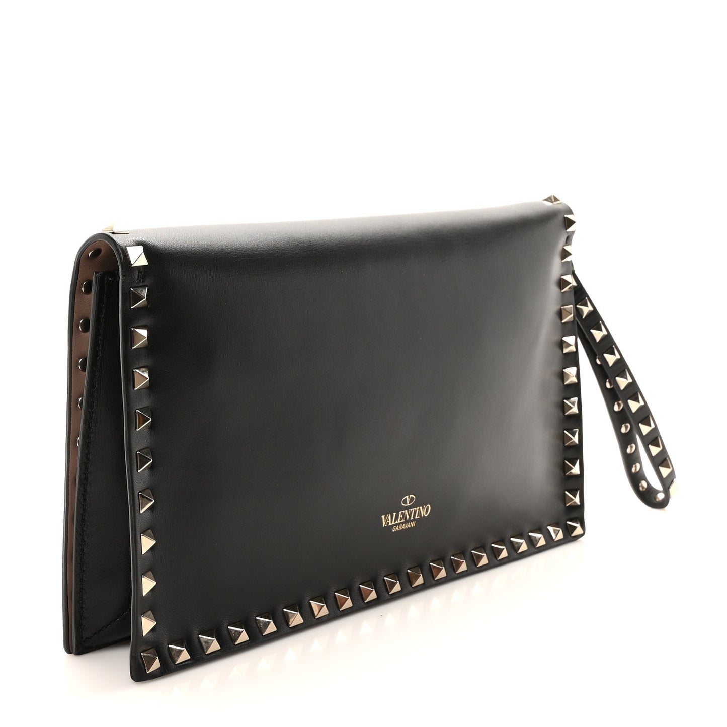 Nappa Rockstud Wristlet Clutch Black