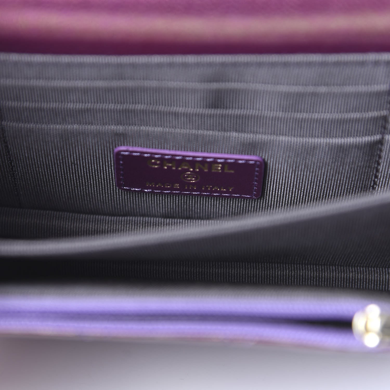 Chanel Iridescent Lambskin Quilted Mini Wallet On Chain WOC Purple 8 of 10