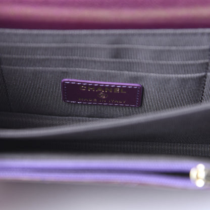 Chanel Iridescent Lambskin Quilted Mini Wallet On Chain WOC Purple 8 of 10