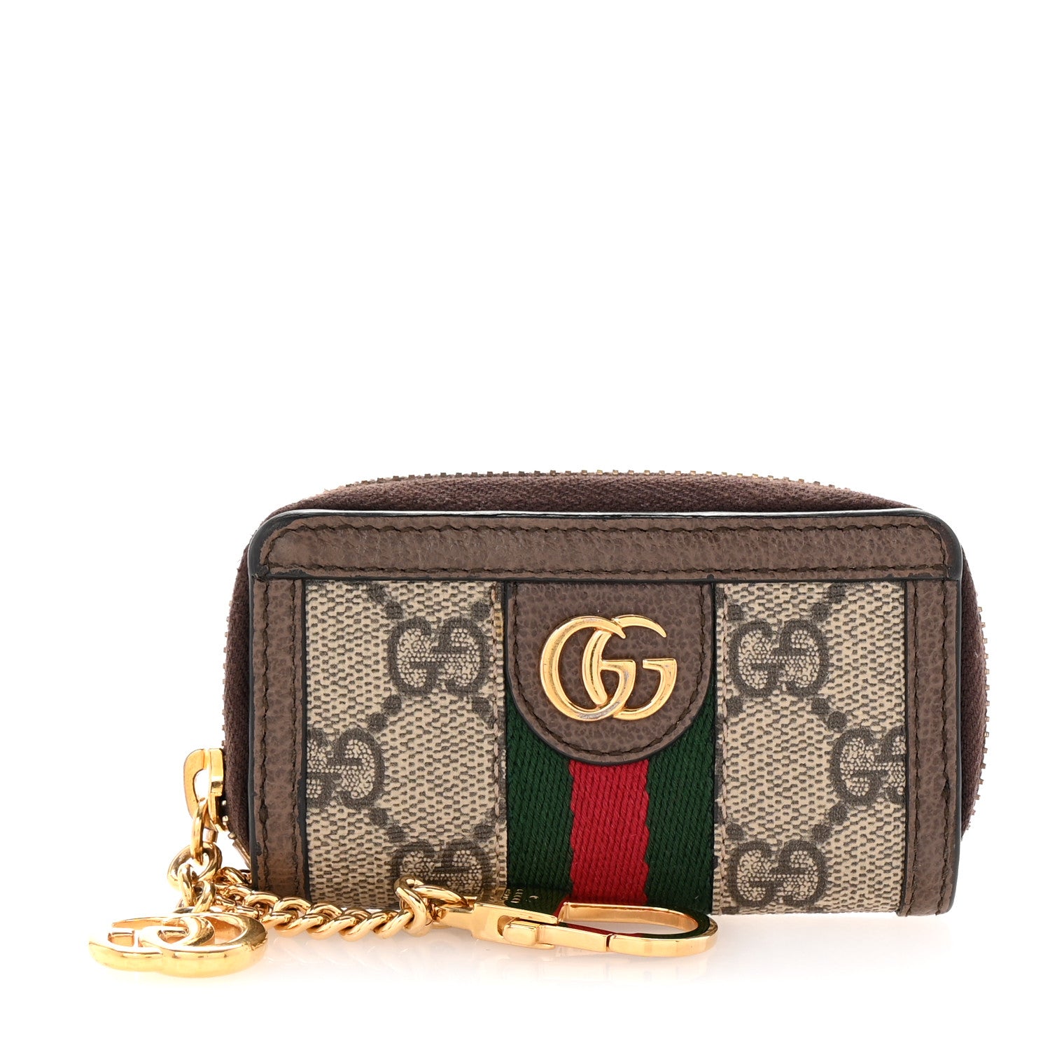 Gucci GG Supreme Monogram Web Ophidia Zip Around Key Case Beige New Acero 1 of 6