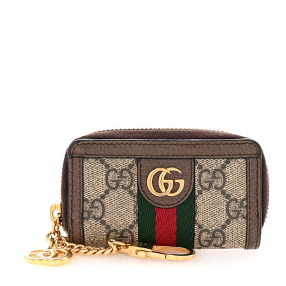 Gucci GG Supreme Monogram Web Ophidia Zip Around Key Case Beige New Acero 1 of 6