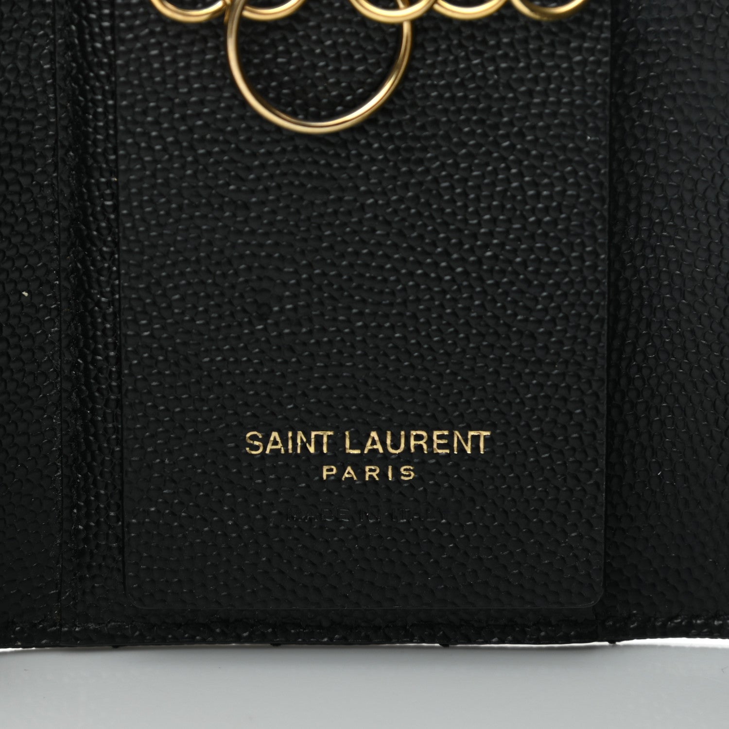 Saint Laurent Grain De Poudre Matelasse Cassandre Monogram Slim Key Case Black 6 of 9